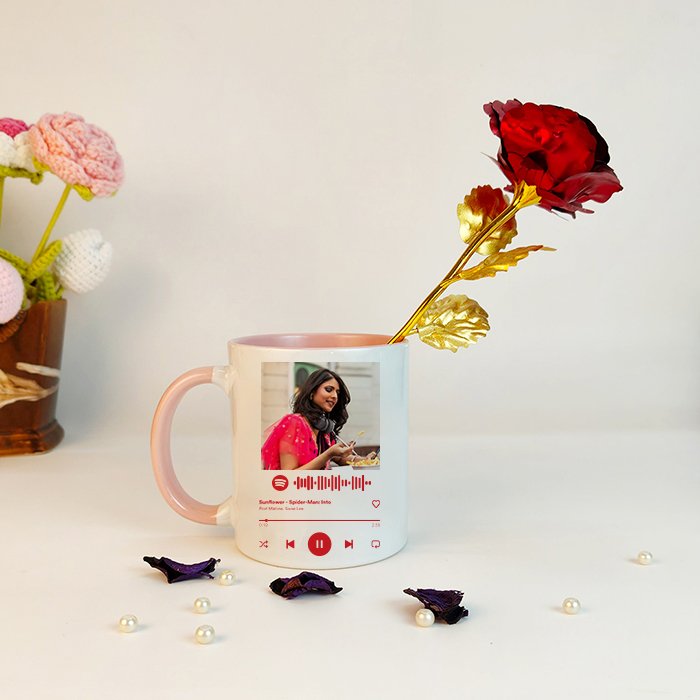 Personalized Spotify Mug with Rose-Giftii
